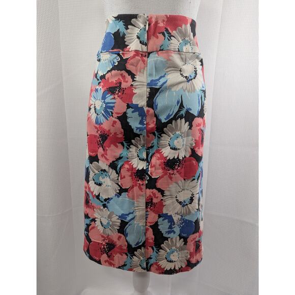 TALBOTS! COOL BLUES, PINK & WHITE FLORAL, TEXTURED COTTON BLEND SKIRT! SZ 8 - Picture 8 of 9